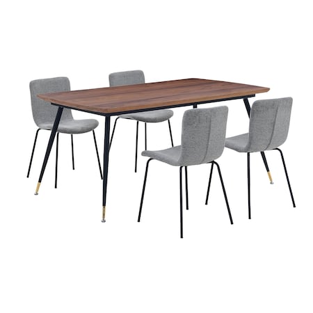 Armen Living Messina and Gillian Light Gray Fabric 5 Piece Rectangular Dining Set SETMSDICH5C